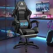 ALFORDSON Massage Gaming Chair with 150° Recline and Footrest, Ergonomic Office Racing Computer Chair with SGS Approved Gas-Lift, PU Leather High Back Video Game Chair Fit Home Desk, Max 180kg, Grey