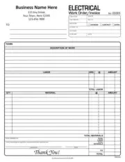 500 Custom Electrical Work Order Proposals / 2 Part Carbonless / 8.5 x 11 TMG058