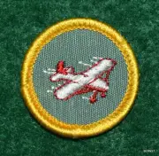GIRL SCOUT CADETTE BADGE - PLASTIC BACK - AVIATION