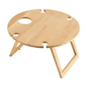 STANLEY ROGERS 50 X 25CM TRAVEL FOLDING TIMBER PICNIC TABLE ROUND WINE