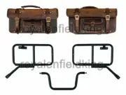For Royal Enfield Himalayan Leather Pannier Bags With Rails, Brown (2015-2023)