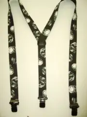 Men's Suspenders - 2" Y Style Skulls, Swivel Snaps, Button On - USA Made