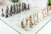 Ebros Crusader Christian Kingdom VS Ottoman Empire Chess Pieces Glass Board Set