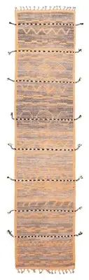 Vintage Hand-knotted Runner Rug 2'10" x 12'5" Traditional Wool Carpet