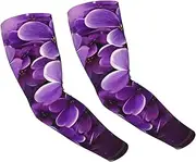 [FHEDVBN] Purple Floral Arm Sleeves Compression Arm Covers for Men Women Outdoor Sun Sleeves Cooling Sports Sleeve, Black