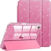 Fintie Slim Case for iPad Mini 7 (A17 Pro, 7th Generation) 2024 / iPad Mini 6 (6th Gen) 8.3 Inch - [Built-in Pencil Holder] Glittering Sparkly Shockproof Cover w/Shiny Clear Back Shell, Pink