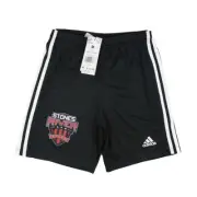 Boys Adidas Squadra 21 White Stripes Athletic Soccer Shorts Black GN5767