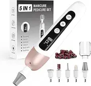 Electric Manicure Pedicure Set, Cordless Nail Files Rechargebale Electric Nail Drill Thick Nails Care Tools with 10 Speeds and LCD Display for Home Salon