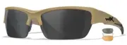 New WILEY X VALOR TAN with 3 Lenses Grey + Clear + Rust Tactical Military