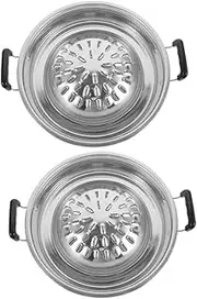 Toyvian 2 Pcs Korean Bbq Grill Pan Portable Grill Tray for Outdoor Barbecue Even Heating Low Smoke for Healthy Cooking at Home Camping