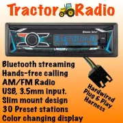 Plug & Play Tractor Radio AM FM Bluetooth Streaming USB Color Display Hands Free