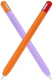 Mizi (2 Pack) Apple Pencil USB-C (2023) Case Cover Premium Silicone Sleeve Skin, USB Charging/Double Tap & Attaching Magnetically - (Orange/Purple)
