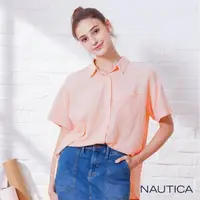 在飛比找momo購物網優惠-【NAUTICA】女裝立體剪裁後綁帶短袖襯衫(粉紅)