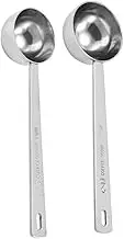 CRILSTYLEO 2pcs Stainless Steel Measuring Spoons Set Coffee Flavour Scooper Easy Handle for Milk Powder Sugar Te