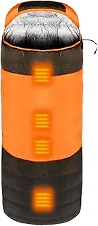 zolyet Heated Sleeping Bag with Storage Sack W Warm Sleeping Bag for Camping Hiking Traveling Orange