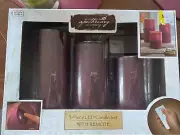 Apothecary & Company Led Candle Set w/Remote New In Box Dark Red 3 piece