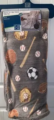 Your Zone Kids Sherpa Throw Blanket, Glow in the Dark, Sport Themed, 50"x60"