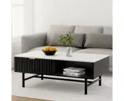 Coffee Table End Table Open Shelf Drawer Living Room Black Living Room