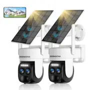 [8X Zoom 4K Solar Security Cameras Wireless Outdoor, 360°PTZ Solar Outdoor Wi...