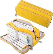 Oyachic 3 Compartments Girls Pencil Case Large Capacity Pencil Case Pens Stationery Desk Organiser for Office Women