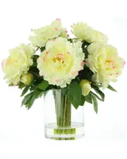 Creative Displays White With Pink Peony Arrangement In Clear Glass Vase