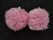 2pc Pom Poms Large Pink Wool Sequin Cute Pretty Craft Art Cushion Beanie Hat 8cm