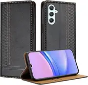 [Mo-Beauty] Mobile Phone Case for Samsung Galaxy A35 5G, PU Leather Flip Foldable for Samsung A35 5G with Stand Function Card Slots Magnetic Case (Black)