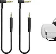 Geekria VR Short Audio Cable Compatible with Meta Quest 3, Meta Quest 2, 3.5mm to 2.5mm Cord, TRS Replacement Cable for Headphones, Fits The Audio Interface on The Same Side (2 Pack / 1ft)