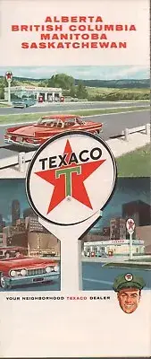 1964 Texaco Road Map: Alberta British Columbia Manitoba Saskatchewan NOS