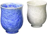 Kyoto Ware KTA169 Kiyomizu Ware Ceramic Kiln Teacup, Teacup, Flower Crystal (Blue, White)