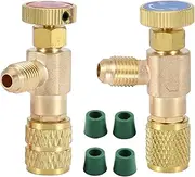 Sluffs Liquid Safety Valve, 2pcs Liquid Safety Valve R410a R22 Air Conditioning Refrigerant 1/4 Safety Adapter, Refrigerant Charging Valve, Safety Adapter Fl-ow Control B-All Valve