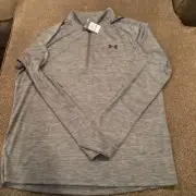 Under Armour Tech Tee Quarter Zip Mens L New With Tags Gray Lightweight