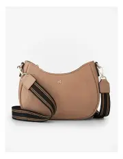 [Madison Accessories] Simone Crescent Zip Top Small Crossbody Bag in Beige