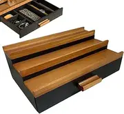 Perfume Display Stand - 3 Tier Perfume Shelf Tray with Secret Compartment,Home Storage for Cash, Bank Cards, Watches, Sunglasses, Fragrance