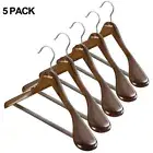 UNHO Hanger 5X Luxury Wood Coat Hangers Contonured Suit Dress Non Slip Pants Bar