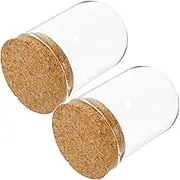 HOLIDYOYO 2 Sets Elegant Preserved Flower Glass Cover Display Dome with Cork Base for Home Decor and Valentine Day Present and Unique Design