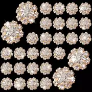 30Pcs 12Mm Rhinestone Buttons for Craft, Flatback Wedding Crystal Embellishments