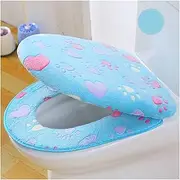 HAKGKFAFMQ Thick Coral Velvet Toilet Seat Cover Set Soft Warm One/Two-Piece Toilet Case Waterproof Bathroom WC Cover Toilet seat Cover(Blue)