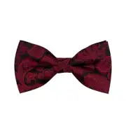 Paisley Bow Ties for Men Kids, Classic Adjustable Pre-Tied Bowties Medium Red