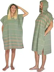 LeStoff Bath Poncho, 100% Organic Cotton, Lightweight, Absorbent, Quick-Drying, Beach Towel, Changing Cape, Towel Dress, Shower Poncho, Changing Poncho (Olive Orange, L/XL)