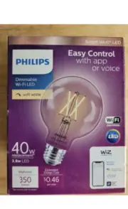 Philips Smart Bulbs G25 LED 40W Dimmable Wi-Fi Connected Light