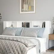 Headboard Cabinet White 220x18.5x104.5 cm Bedroom Furniture Storage Modern 11961