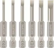 6 Pcs Slotted Screwdriver Bit Set Magnetic Flat Head Bits 2.0-6.0Mm 1/4 Inch Hex