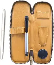 S-ALST-TK12-P Zipper Compact Pen Case, Metal Touch Stick Silver and Brass Dacapo Streamline Ballpoint Pen Set, Pearl Axis