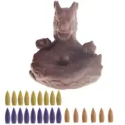 Dragon Fish Smoke Backflow Tower Cone Incense Burner Holder Ceramic Gift Decor