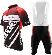 [CHUSHEN] Men's Cycling Clothes Set Quick Dry Short Sleeve Bicycle Jersey Shirt Tops 3D Cushion Padded Riding Bib Shorts Tights Pants