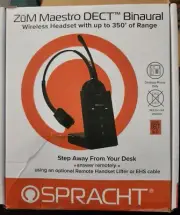 Spracht HS-2019 Zum M DECT Stereo Dual Ear Wireless Headset for DESK phones RJ9