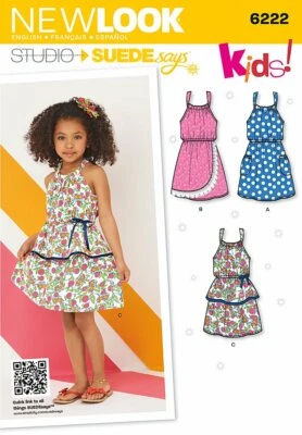 New Look 6222 Girls Halter top DRESS Sewing Pattern sz 3-8 childs sewing pattern