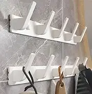2-Pack Wall Mounted Coat Rack，Heavy Duty Aluminum，5 Hook Metal Coat Hook，Modern White Coat Hook Rails Wall Hook Rack for Entryway，Kitchen，Bathroom，Closet (5 Hooks, White)