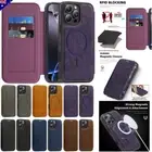 For iPhone 16e 16 15 14 13 12 Pro Max Plus MagSafe Magnet Case RFID Wallet Cover